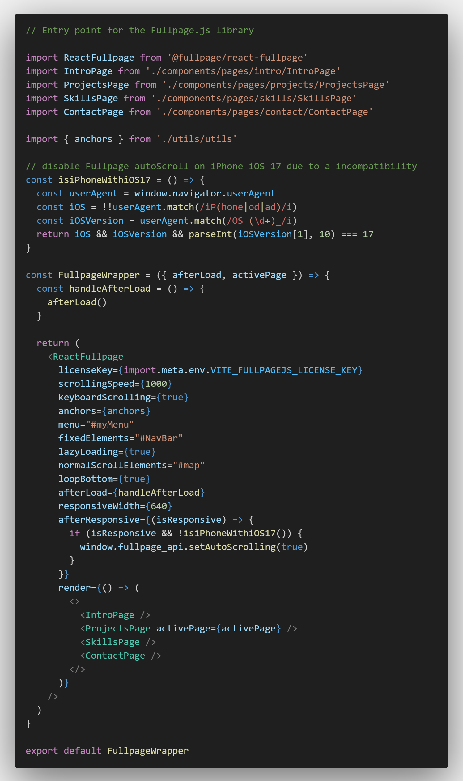 Fullpage.js Code
